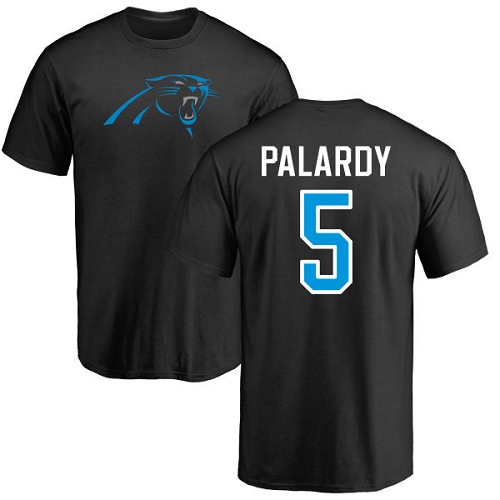Carolina Panthers Men Black Michael Palardy Name and Number Logo NFL Football #5 T Shirt->nfl t-shirts->Sports Accessory